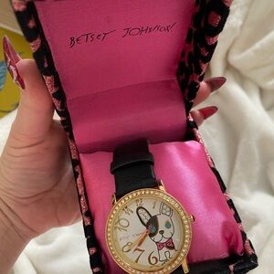 Betsey Johnson Gold and Black Bunny Watch